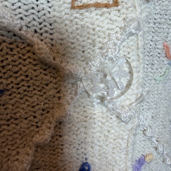 VTG Berek Cream Linen Blend Cottagecore Cardigan - Picture 5 of 6